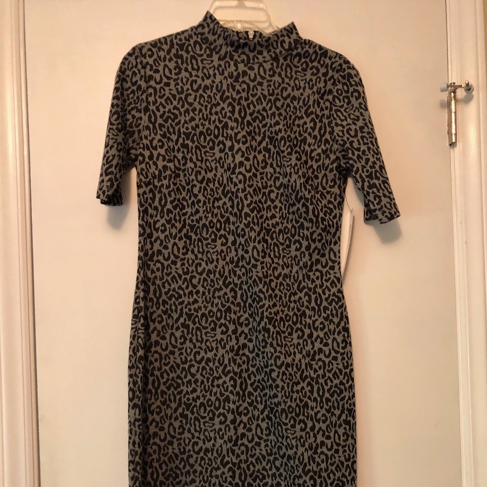 Grey and Black Animal Print knee length dress